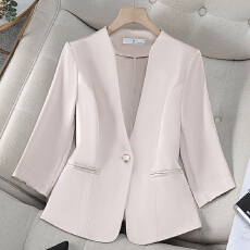 批发设计感高端七分袖白色西服外套女春<b class='q'>夏</b>季高级感职业工作服通勤西装