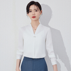 批发新款南航空姐制服职业装白衬衫女空乘V领长袖衬衣珠宝店工装秋<b class='q'>冬</b>