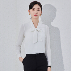 批发蓝色<b class='q'>雪纺</b><b class='q'>衬衫</b>女<b class='q'>长袖</b>2021秋装新款韩范宽松显瘦上衣蝴蝶结飘带<b class='q'>衬衣</b>