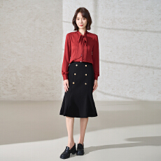 批发高级感雪纺衬衫女士秋<b class='q'>冬</b>季蝴蝶结V领长袖上衣气质职业正装工作服