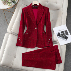 批发灯芯绒西装外套女秋<b class='q'>冬</b>季2024新款轻奢高级感气质休闲加厚西服套装