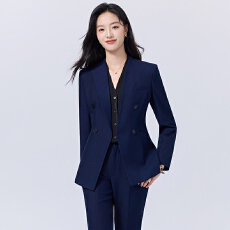 批发深蓝色西装套装女春秋新款<b class='q'>酒店</b>前台职业装房产销售<b class='q'>工作服</b>西服外套