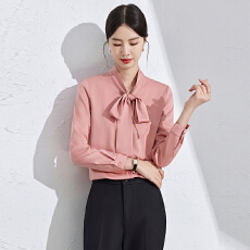 批发白色长袖职业装<b class='q'>酒店</b>蝴蝶结衬衫女士正装通勤时尚衬衣美容师<b class='q'>工作服</b>