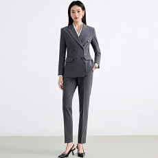 批发灰色职业西装套装女春季新款高级感<b class='q'>工作服</b>公务员面试正装西服外套