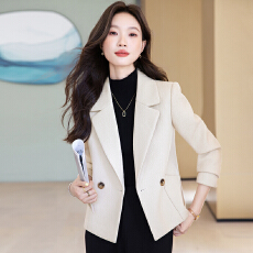 批发咖啡色西装外套女加厚修身高级感2025新款秋<b class='q'>冬</b>季正装短款西服上衣