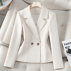 批发咖啡色西装外套女加厚修身高级感2025新款秋<b class='q'>冬</b>季正装短款西服上衣