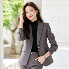批发灰色西装外套女高级感秋<b class='q'>冬</b>2024新款大学生面试正装管理层西服套装