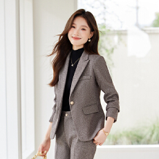 批发毛呢厚西装外套女春秋2025新款高级职业气质<b class='q'>美容院</b>上班<b class='q'>工作服</b>套装