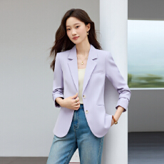 批发紫色休闲短款西装外套女春秋季2025新款秋装时尚西服<b class='q'>女士</b>薄款上衣