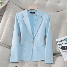 批发米白色小西装外套女2025新款春秋气质修身短款小个子休闲<b class='q'>女士</b>西服