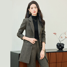 批发灰色小西装外套女春秋新款高级感小个子气质休闲羊毛西服上衣<b class='q'>冬</b>