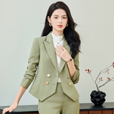 批发时尚双排西服职业套装两件套裤秋<b class='q'>冬</b>季短款小西装外套女主持人正装
