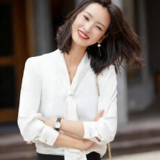 批发2025春季韩版宽松<b class='q'>蝴蝶结</b>职业白色雪纺<b class='q'>衬衫</b>女上衣气质OL