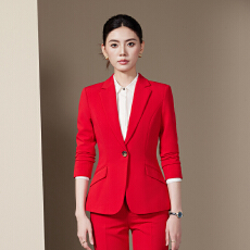 批发婚礼主持人<b class='q'>职业</b>正装红色西装外套女2023年秋冬高级感气质通勤<b class='q'>套装</b>