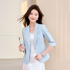 批发白领职业面试西装套装女夏季薄款教师职业高级感正装职场西服外套