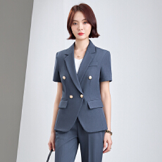 批发白领职业面试西装套装女夏季薄款教师职业高级感正装职场西服外套