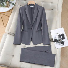 批发黑色西装套装女春秋轻职场套裙大学生教资事业编面试休闲西服外套