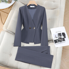 批发春秋新款职业西装套装女美容院<b class='q'>酒店</b>前台接待珠宝店气质<b class='q'>工作服</b>套裤