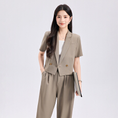 批发白领职业面试西装套装女夏季薄款教师职业高级感正装职场西服外套