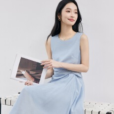 批发粉色无袖连衣裙2026年新款夏季收腰显瘦小香风休闲高级感背心裙子