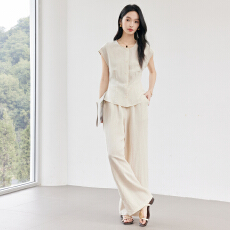 批发亚麻正肩无袖<b class='q'>衬衫</b><b class='q'>女</b>2026年新款时尚春气质高级感<b class='q'>衬衫</b>套装