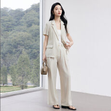 批发短袖西装外套女2026新款气质美容院主持人正装工作服职业西服套装