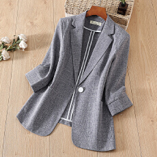 批发七分袖灰色西装外套女2026夏季<b class='q'>新款</b>通勤职业工作服气质小个子西服