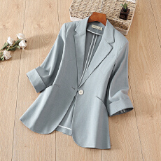 批发七分袖灰色西装外套女2026夏季<b class='q'>新款</b>通勤职业工作服气质小个子西服