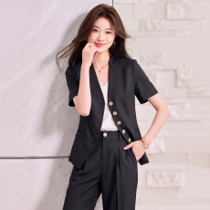 批发白领职业面试西装套装女夏季薄款教师职业高级感正装职场西服外套
