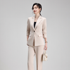 批发职业修身西装外套女2026秋冬新款高级感气质双排扣通勤西服套裤