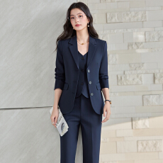 批发藏青高端西装<b class='q'>套装</b>女职场公考事业编正装面试大学生<b class='q'>工作服</b>西服外套