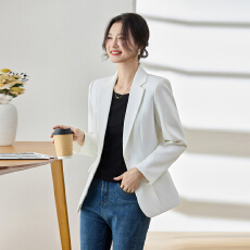 批发白色亚麻西装外套女<b class='q'>春</b>秋薄款宽松休闲小个子苎麻通勤小西服