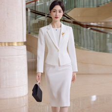 批发<b class='q'>白色</b>小香风职业套装女西装外套包臀套裙教师主持正式两件套