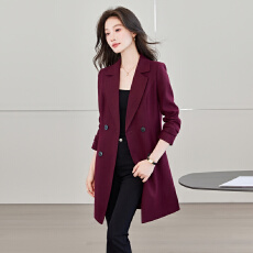 批发咖色人字纹毛呢西装外套女<b class='q'>秋</b>冬复古休闲气质中长款呢子小西服