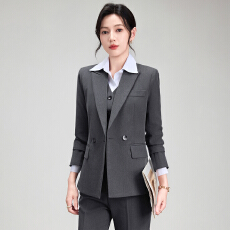 批发高级感灰色西服三件套女马甲西装裤子职场面试正装公务员<b class='q'>工作服</b>