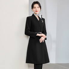 批发深灰色收腰中长款职业大衣女腰带款<b class='q'>酒店</b>前台通勤气质<b class='q'>工作服</b>外套