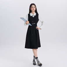 批发连衣裙<b class='q'>女</b>收腰显瘦学院风通勤中<b class='q'>长款</b> A 字裙