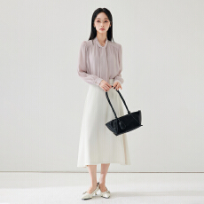 批发米白色高腰垂感 A 字半身裙<b class='q'>女</b>中<b class='q'>长款</b>遮胯通勤简约<b class='q'>西装</b>半裙
