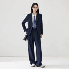 批发灰色短款西装外套女高腰大摆中长半身裙学院风 JK 通勤两件套