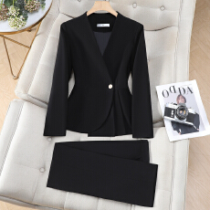 批发<b class='q'>酒店</b>物业<b class='q'>工作服</b>套装女修身腰带款西装外套高腰包臀短裙正装套裙