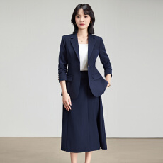 批发藏青色七分袖西装套裙女夏季薄款通勤面试正装气质<b class='q'>职业</b>两件套