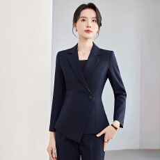 批发干练藏蓝职业西服套裤女修身显瘦通勤面试工装酒店接待正式工作服