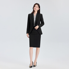 批发黑色西装包臀<b class='q'>半身裙</b>套装女商务通勤面试正装<b class='q'>职业</b>套裙两件套