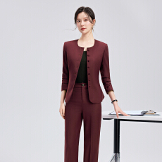 批发气质酒红西服套裤女干练知性职场面试<b class='q'>酒店</b>接待正式场合<b class='q'>工作服</b>
