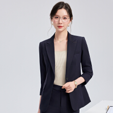 批发简约藏蓝七分袖西服套裤女干练知性职场面试<b class='q'>酒店</b>接待正装<b class='q'>工作服</b>