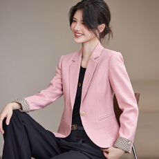 批发温柔风粉色<b class='q'>小西装</b>女秋季高级感干练通勤正装百搭职业西服外套