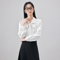 批发气质领结白<b class='q'>衬衣</b>高腰黑色中长半裙女教师面试正装简约知性套装