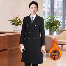 批发深灰色翻领中<b class='q'>长款</b><b class='q'>西装外套</b>女气质通勤职业风衣修身显瘦秋冬上衣