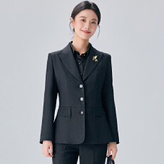 批发黑色三粒扣西服套装女公务员国企面试通勤正式职业两件套