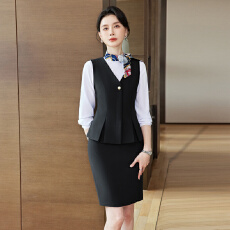 批发黑色马甲<b class='q'>套裙</b>女 酒店前台银行工装教师面试<b class='q'>职业</b>工作服